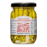 The Artisan Cheese Room jar of pickled Guindilla Piparra peppers in vinegar, featuring a white label with red text.