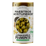 The Artisan Cheese Room white truffle stuffed green olives in a decorative tin with Piamonte style branding