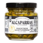 The Artisan Cheese Room Maestros Capers in a glass jar with a black lid, featuring a white label with black text.