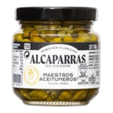 The Artisan Cheese Room Maestros Capers in a glass jar with a black lid, featuring a white label with black text.