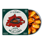 The Artisan Cheese Room La Curiosa canned mussels in spicy marinade with a whimsical illustrated label