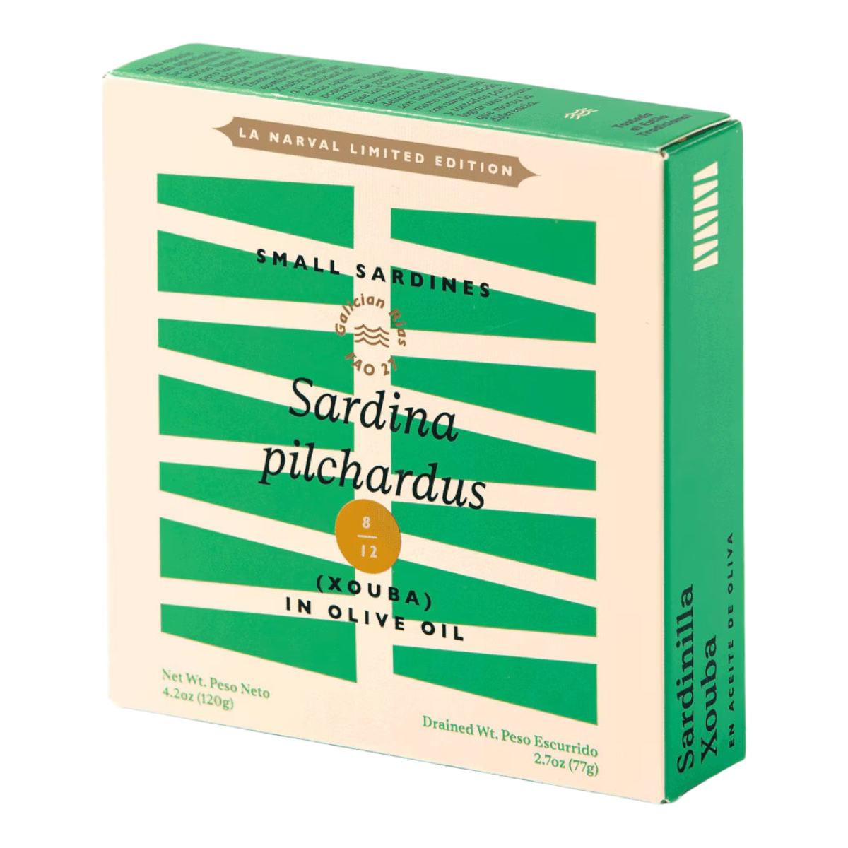 The Artisan Cheese Room La Narval special selection small sardines in olive oil tin with green and cream packaging.