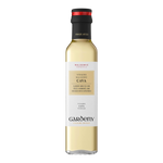 The Artisan Cheese Room Gardeny Cava vinegar in a clear glass bottle with a black cap and elegant cream label.