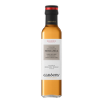 The Artisan Cheese Room Gardeny Moscatell balsamic vinegar in a clear glass bottle with a black cap and white label.