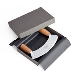 Triangle mezzaluna knife in ash wood (23cm)