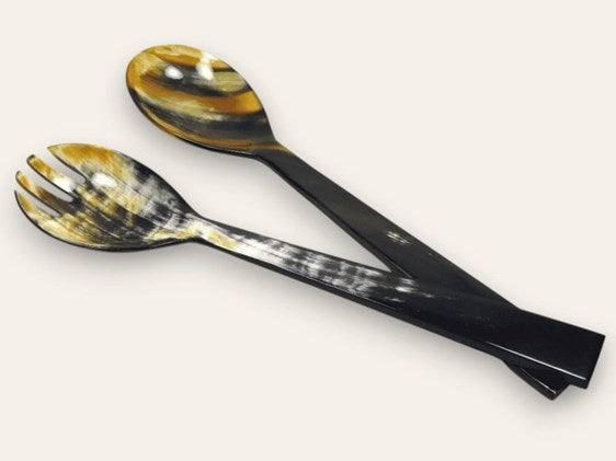Abbeyhorn horn salad servers, square end, 240mm