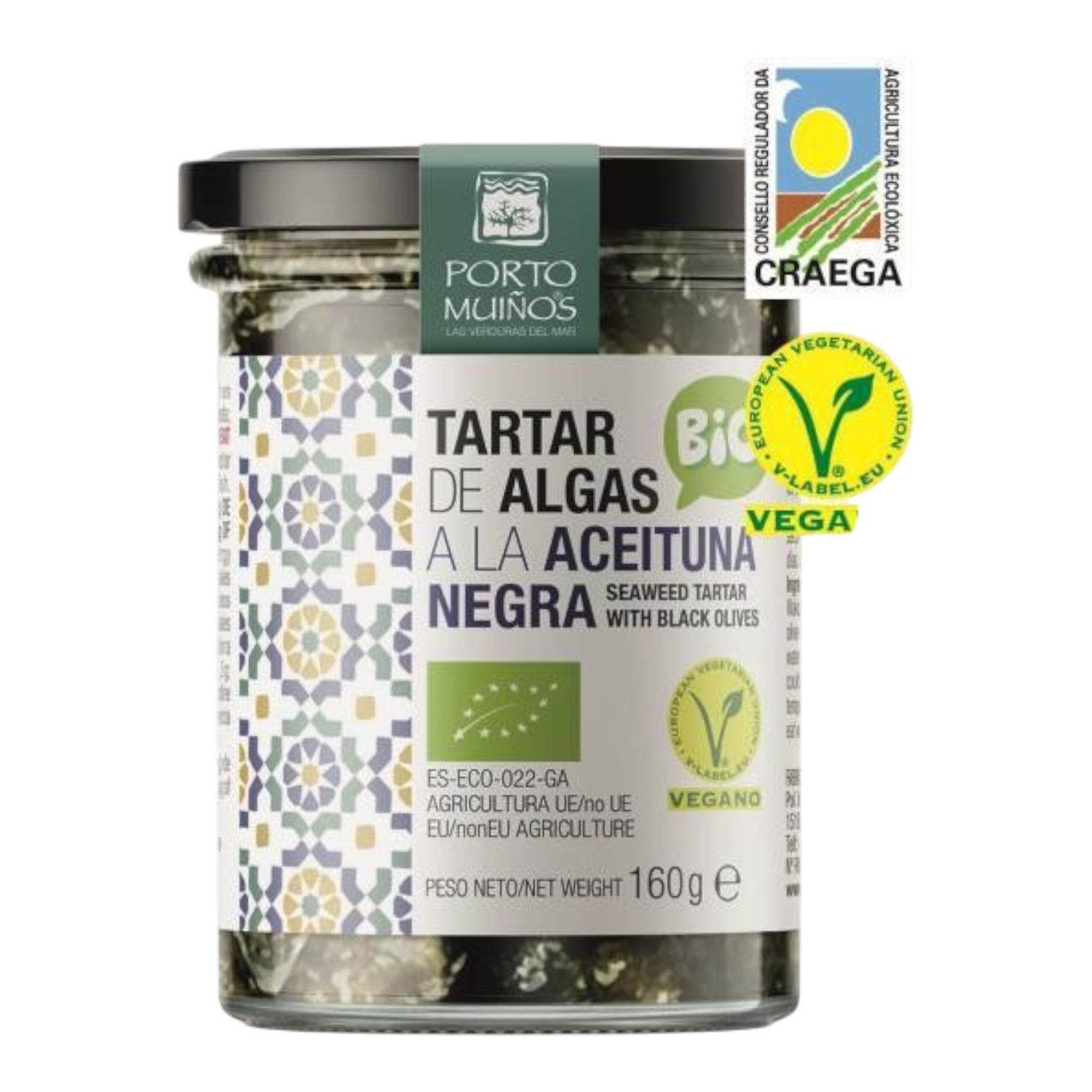 The Artisan Cheese Room Porto Muinos organic seaweed tartar with black olives in a 160g glass jar