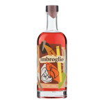 The Artisan Cheese Room Poor Toms Imbroglio Amaro bottle with vibrant abstract label art on a black background.