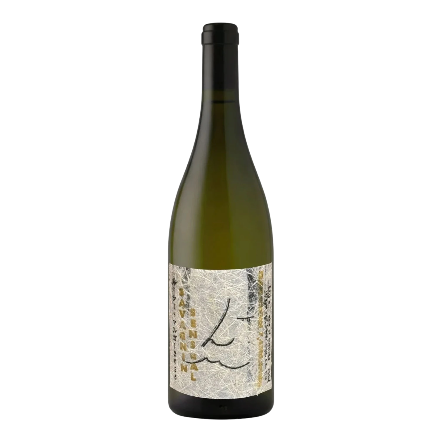 The Artisan Cheese Room bottle of Lucy M Savagnin Sensual 2025 white wine with a unique textured artistic label