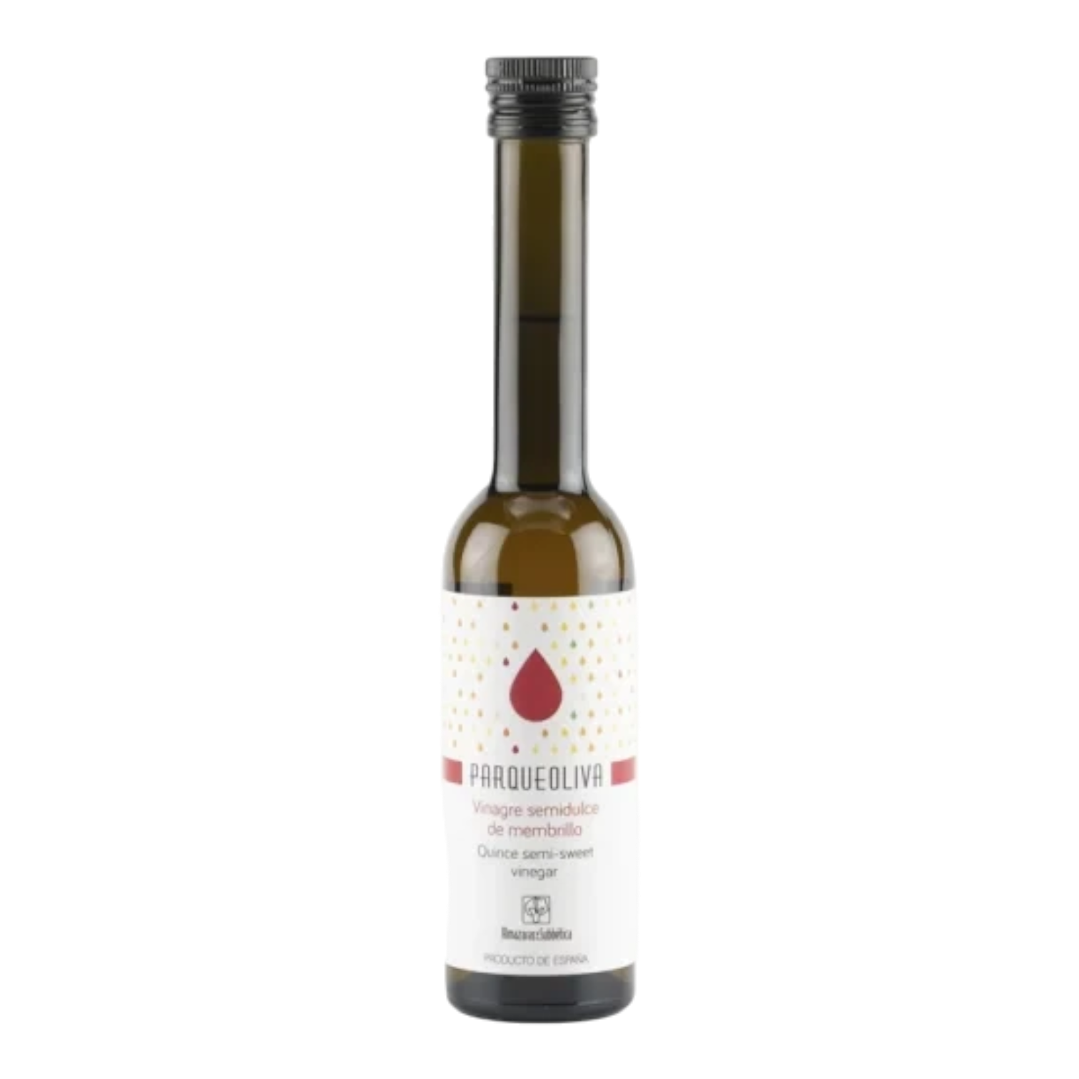 The Artisan Cheese Room Parqueoliva quince semi-sweet vinegar in a tall glass bottle with a minimalist label.