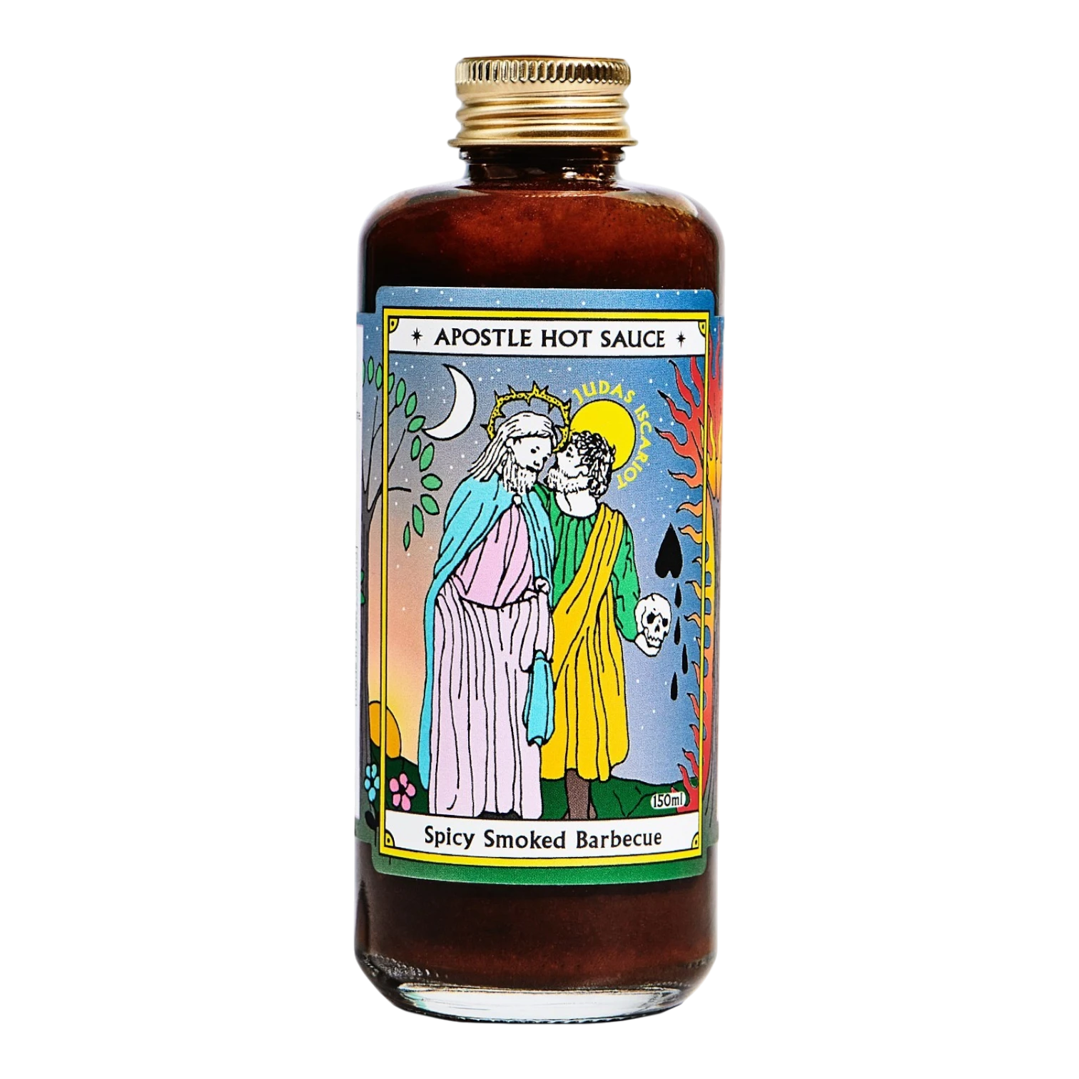 The Artisan Cheese Room Apostle Judas Iscariot spicy smoked barbecue hot sauce in a 150ml glass bottle