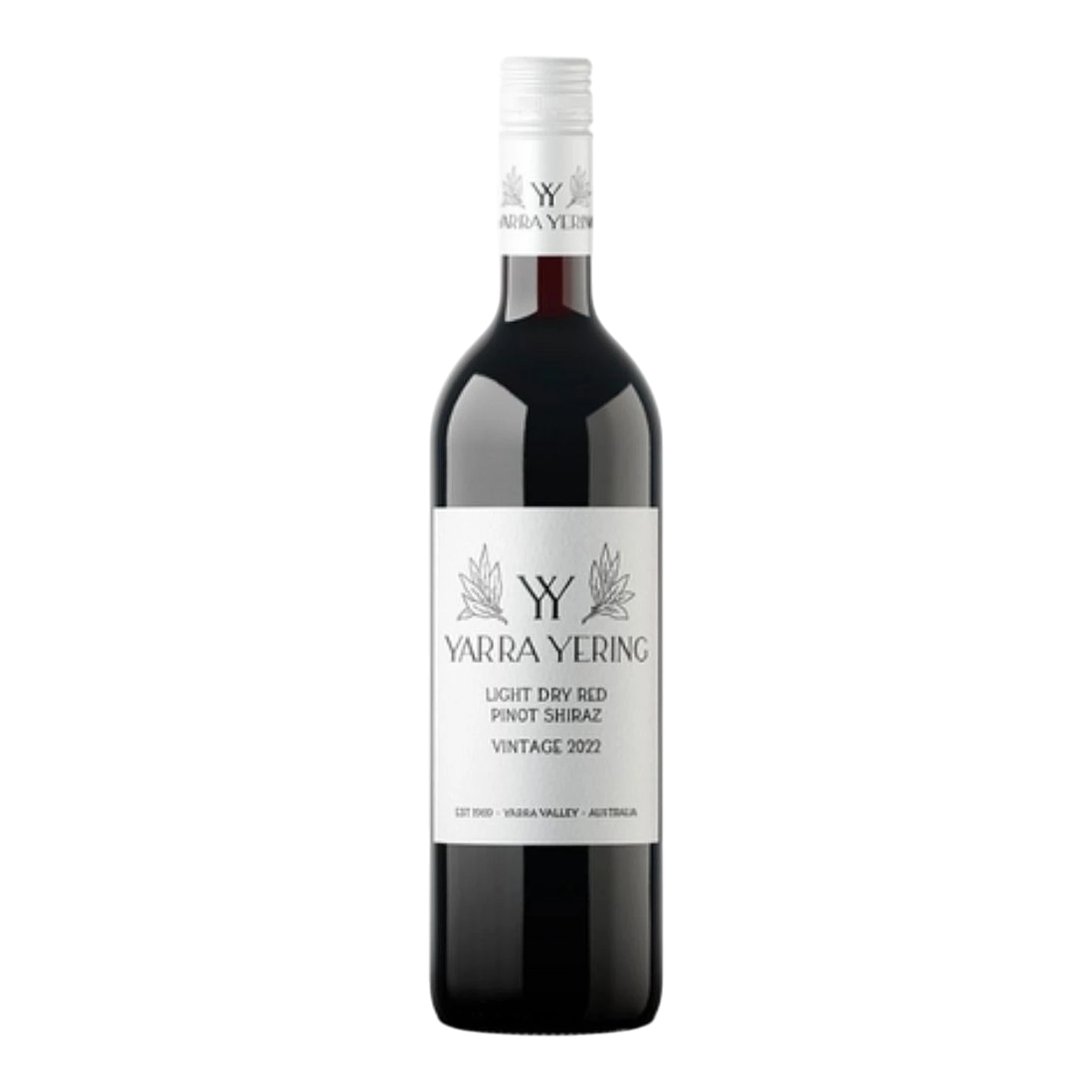 The Artisan Cheese Room Yarra Yering Light Dry Red 2022 wine bottle with white label on a plain background