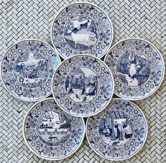 Ceramic Plates for Cheese Set of Six